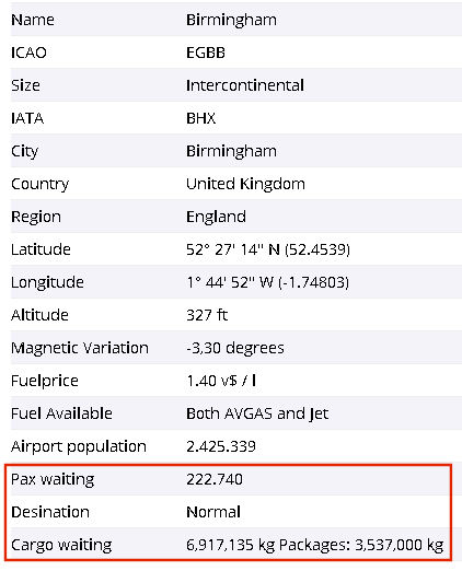 EGBB Birmingham airport potential  passengers and cargo