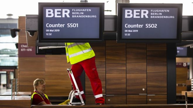 Contractors replacing destination boards