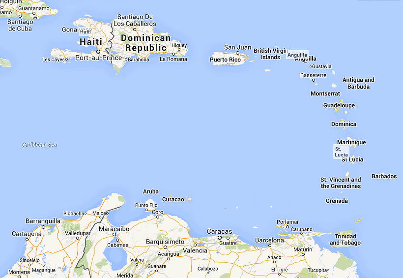 Map of east Carribbean