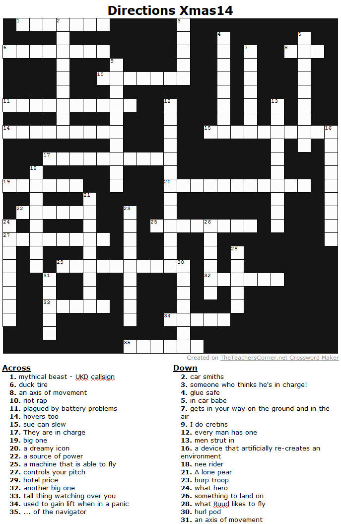 Directions Christmas crossword